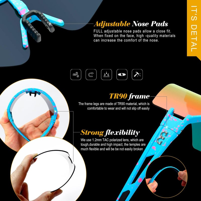 AVV Store Polarized cycling glasses sports sunglasses,UV400 Protection Fishing Driving running baseball sunglasses for men women - Image 4